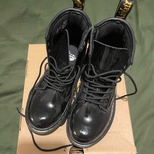 Brand new Dr Martens black patent leather boots